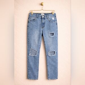 Princess Polly Light Blue Distressed Straight Leg Jeans